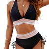 Webbing Deep V Backless Sexy Bikini Set Comfortable Elegant Swimwear