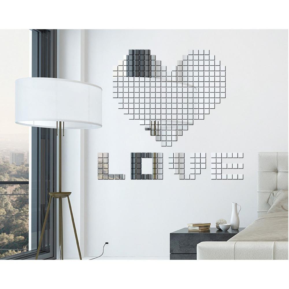 100PCS comes with glue acrylic sticker creative three-dimensional crystal mirror mosaic wall sticker