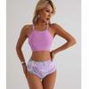 European & American High Waist Bikini - Solid Color, Tummy Covering, Sexy Swimwear