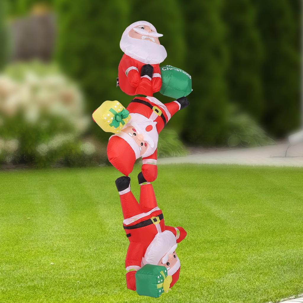 8.2FT Inflatable Climbing 3 Father Xmas 210T Polyester Water Proof Hanging Blow Up Father Xmas with LED Light for Outdoor Wall Decoration