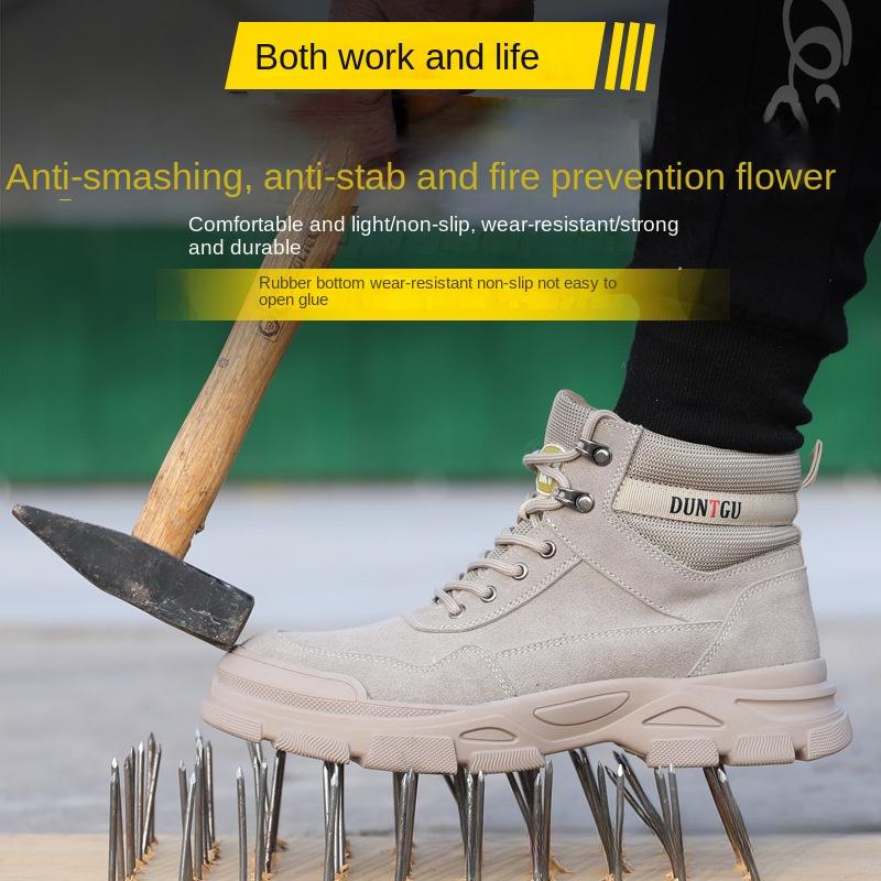 High-top Labor Insurance Shoes Steel Bag Head Electric Welding Shoes Anti-smashing and Anti-piercing Safety Work Shoes
