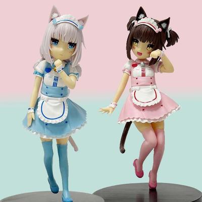 Verkauft Katze Dienstmädchen Anime NEKOPARA Figur Schokoladen Vanilla Hübscher Katzenstil Modell PVC Statisch Kinderspielzeug Sammlerstück Geschenk Puppe