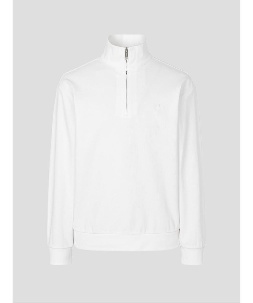 Binpolmen Textured Quarter-Zip Long-Sleeve T-Shirt White