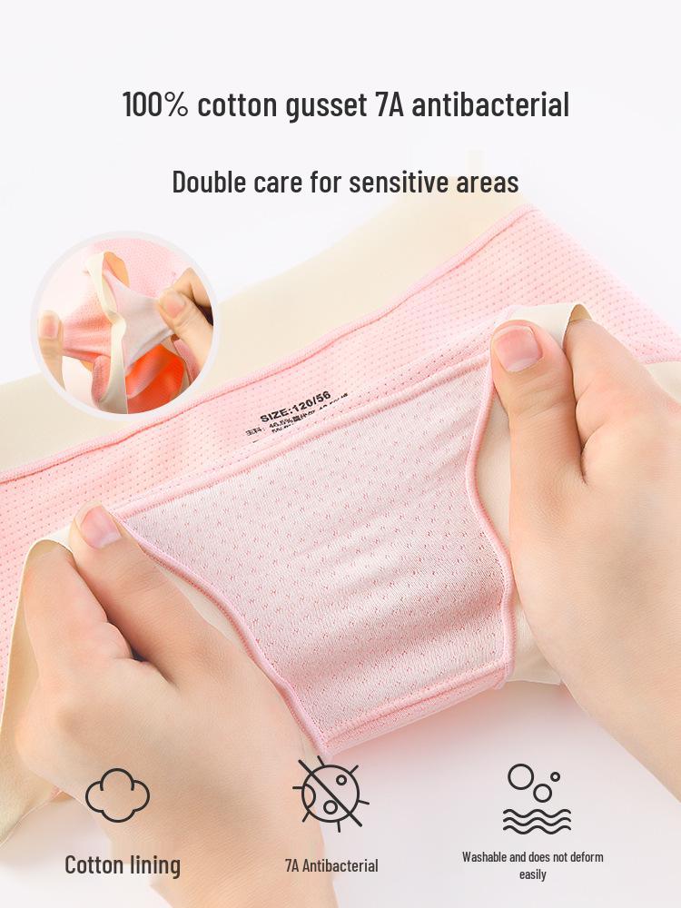 Summer Girls' Ice Silk Mesh Underwear - Soft Modal Cotton Triangle Pants for Toddlers, Breathable and Comfortable Fit.
