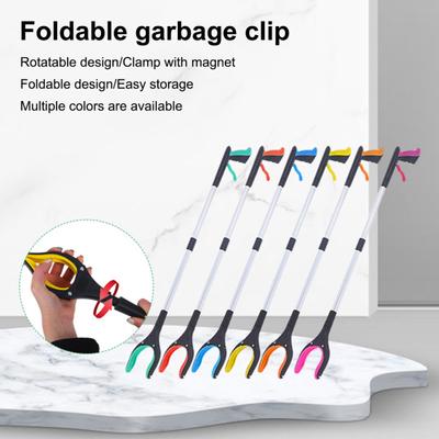 Foldable Reacher Grabber Aluminum Alloy Long Arm Trash Clip Litter Picker Tool with Rubber Grip Handle