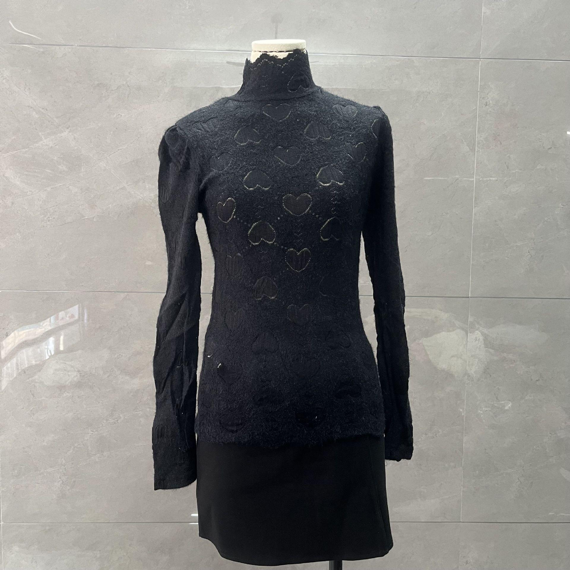 

Women s Purple Lace High-Neck Long Sleeve Shirt - Autumn/Winter Fashion XL recommended for around 125 lbs