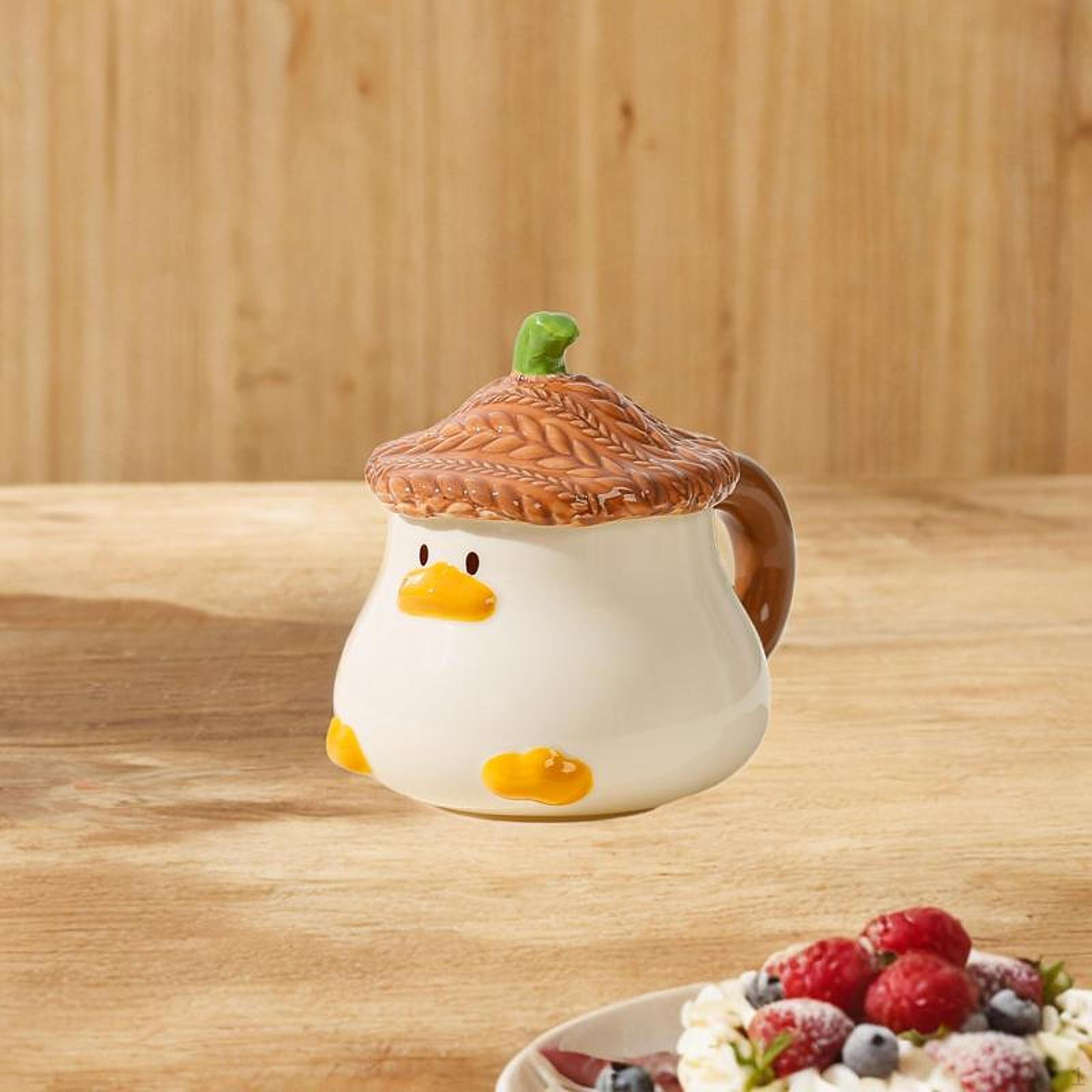 

Керамическая кружка для кофе, чашка для завтрака, забавная новинка, мультяшная, очаровательная, с крышкой, овсяный чай для Brwon