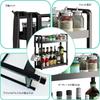 Musltaiy 3-Tier Metal Spice Rack, Kitchen Storage Rack, Countertop Storage, Spice Storage Rack, Seasoning Container, Black, 2nd Floor, 16in