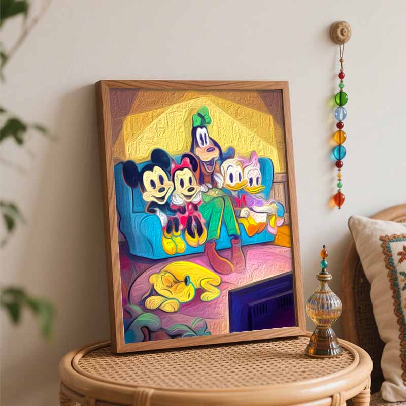 Disney Mickey Mouse and Friends Sofa Movie Night Digital Oil Painting Hand Painting Kit Diy Home Decoration