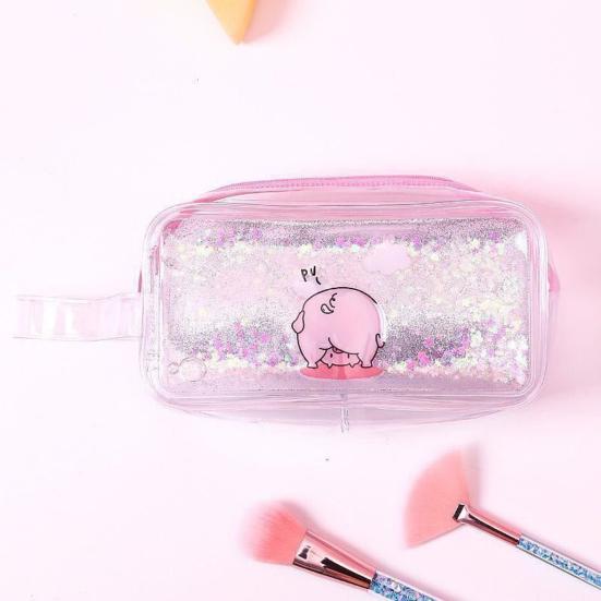 Shiny Pencil Case Transparent PVC Makeup Bag Waterproof Travel Cosmetic Bag Glitter Sequin Pouch for Pens Makeup Brushes