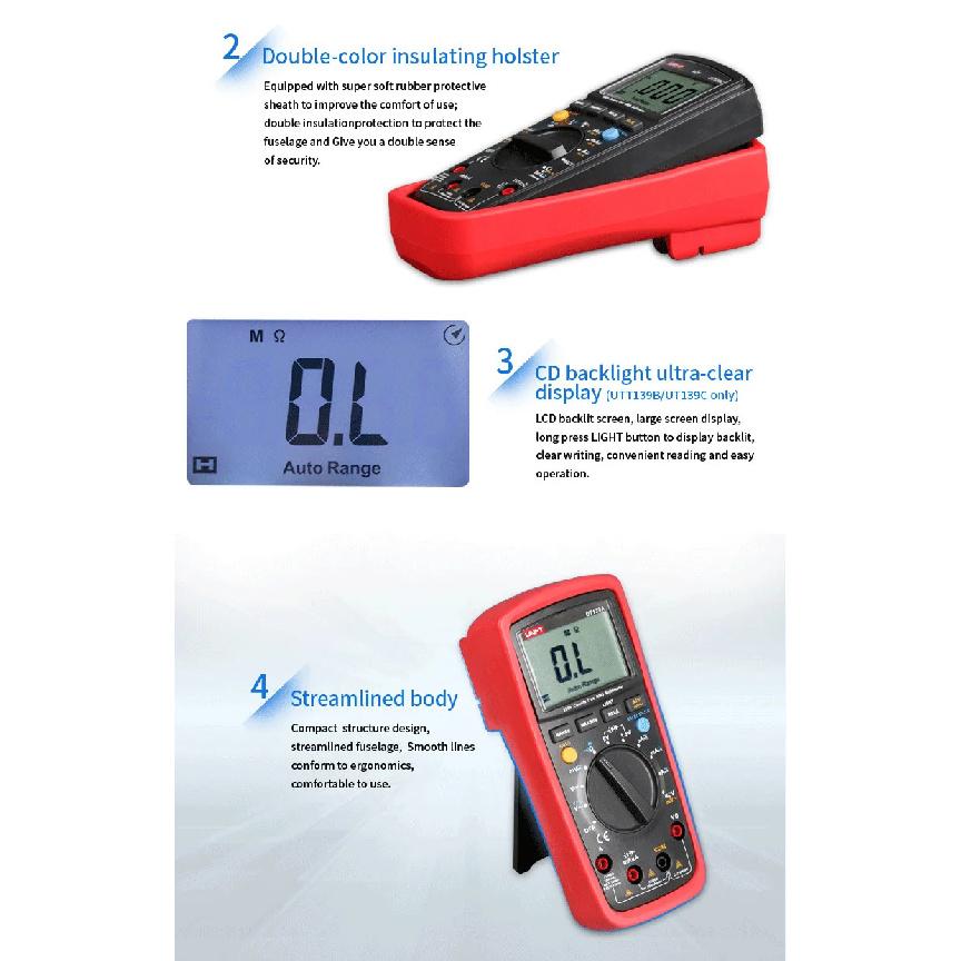 UNI-T UT139A UT139B UT139C UT139D UT139E True RMS Digital Multimeter MAX/MIN/REL Modes Auto/manual Ranges Selectable