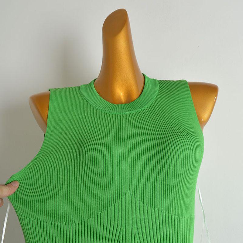 Fashion Style Sexy Sexy round Neck Sleeveless Knitting Dress Women's Clothing Silm Slim Looking High Elastic Sheath A- line Skirt