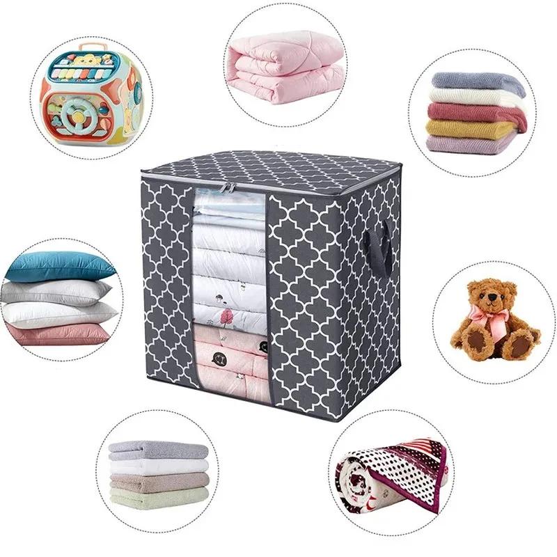 NEW Foldable Storage Box Portable Clothes Organizer Tidy Pouch Suitcase Non-woven Home Storage Box Quilt Storage Container Bag Box