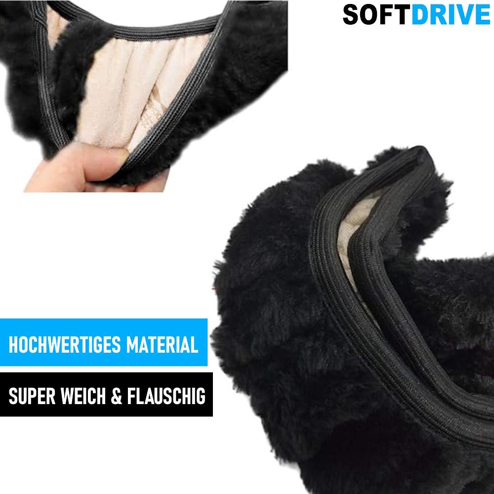 SOFTDRIVE Auto Lenkradschoner Winter Plüsch Lenkradbezug Flauschiger Fellschutz