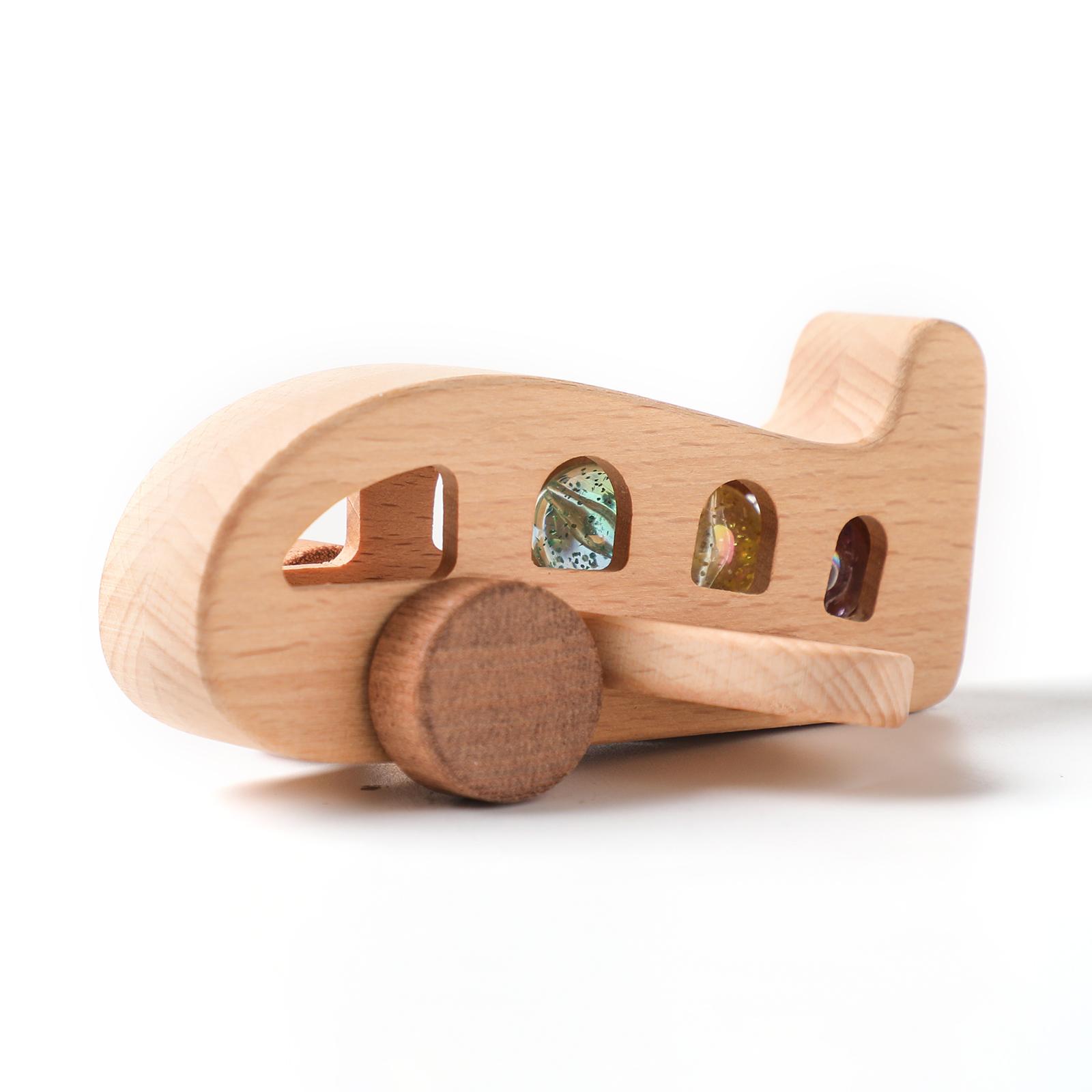 Montessori Baby Wooden Plane Toys Glass Beads Plane Children Toys Baby Accessories Educational Transportation Toys for Kids