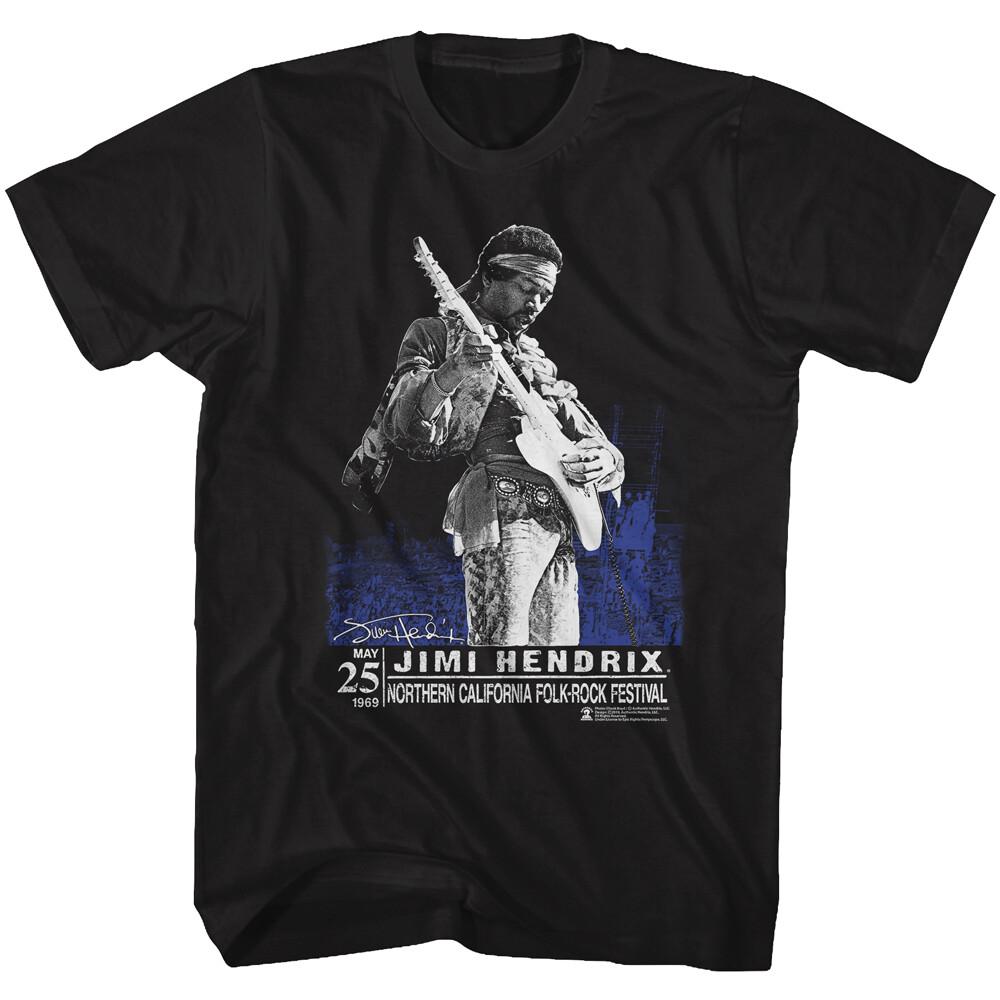 Jimi Hendrix Northern California Folk Rock Festival 1969 Music Men T Shirt S