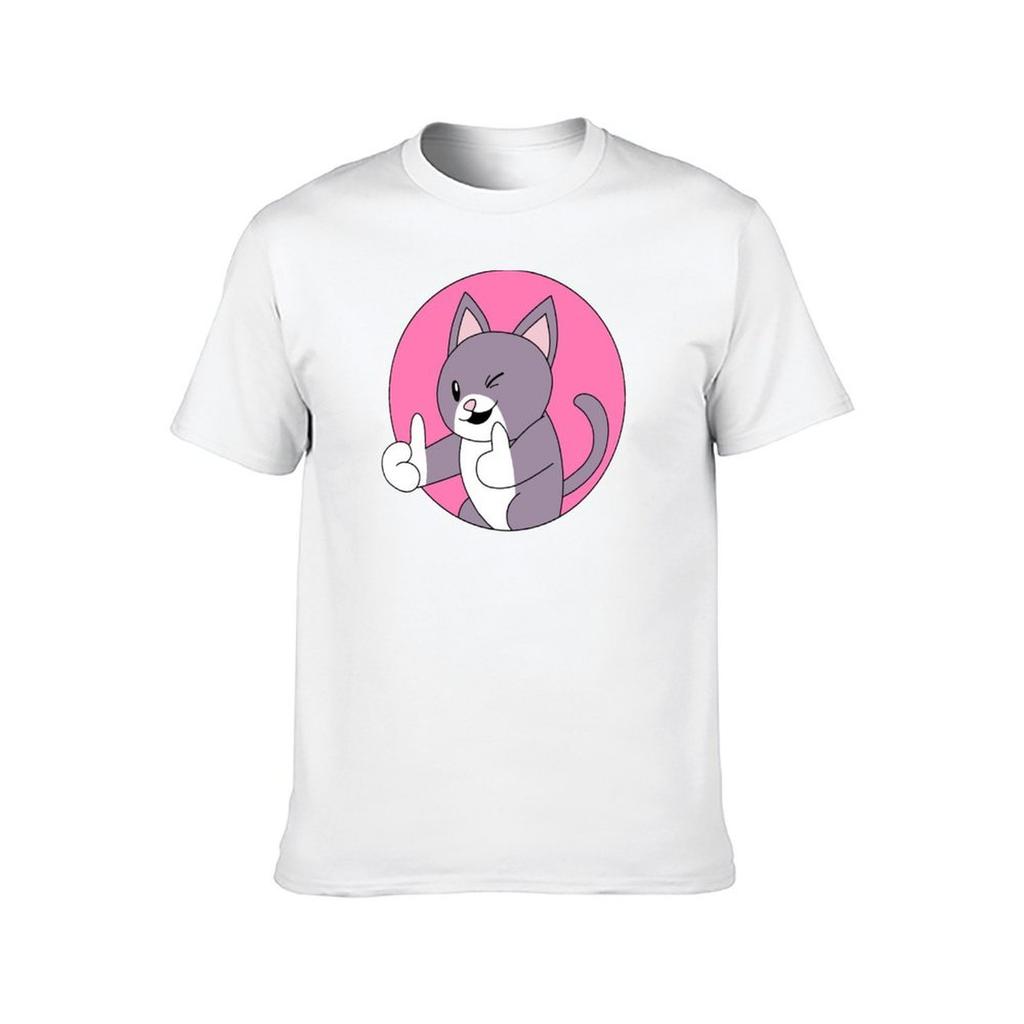 Cat Two Thumbs up Pink TShirt t shirt for man 100 percent cotton t shirts for man slim fit TShirt