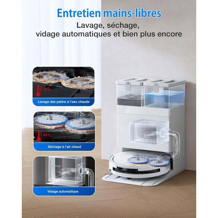 ECOVACS DEEBOT T50 OMNI Gen3 - Saug- und Wischroboter - Ausziehbare Seitenbürste und Wischpad - 25.000 Pa - 75 °C Waschen - Ultraflach