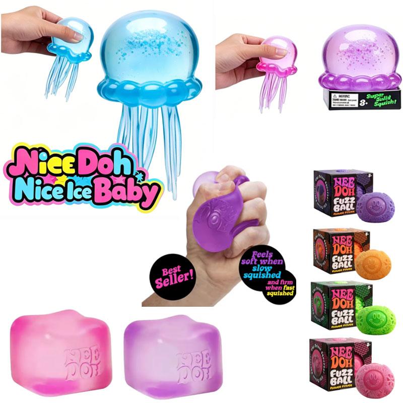 SKLADEM Medúza Squishy Needoh Pěkná senzorická mačkací kostka pro úlevu od stresu a hračku na uvolnění konečků prstů