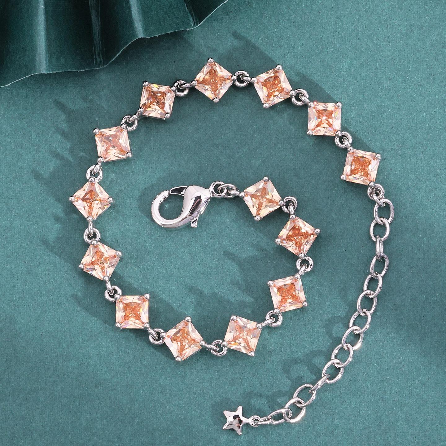 2026 Fashion Zircon Premium Jewelry Bridal Jewelry Versatile Bracelet Simple Zircon 18CM платиновый