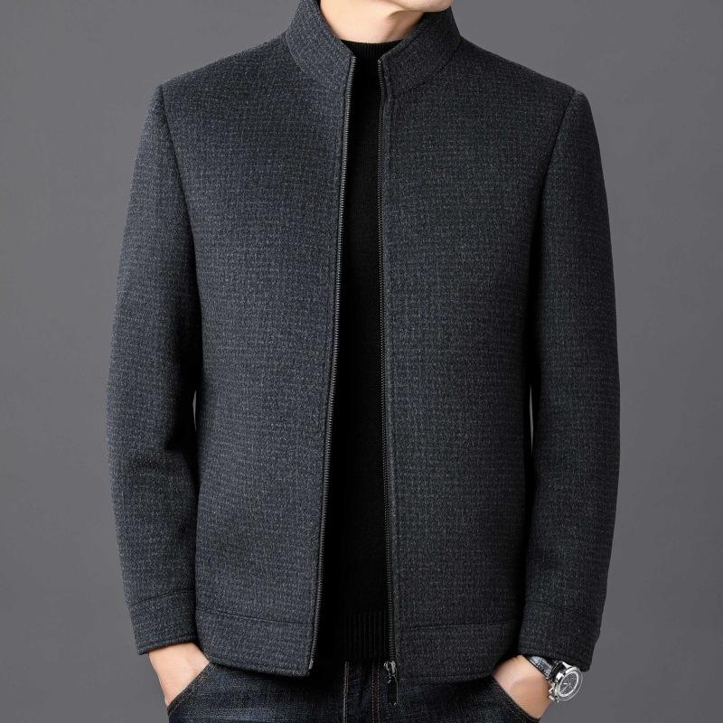 Double-sided short cashmere coat, middle-aged woolen woolen jacket, winter casual removable liner stand-up collar top