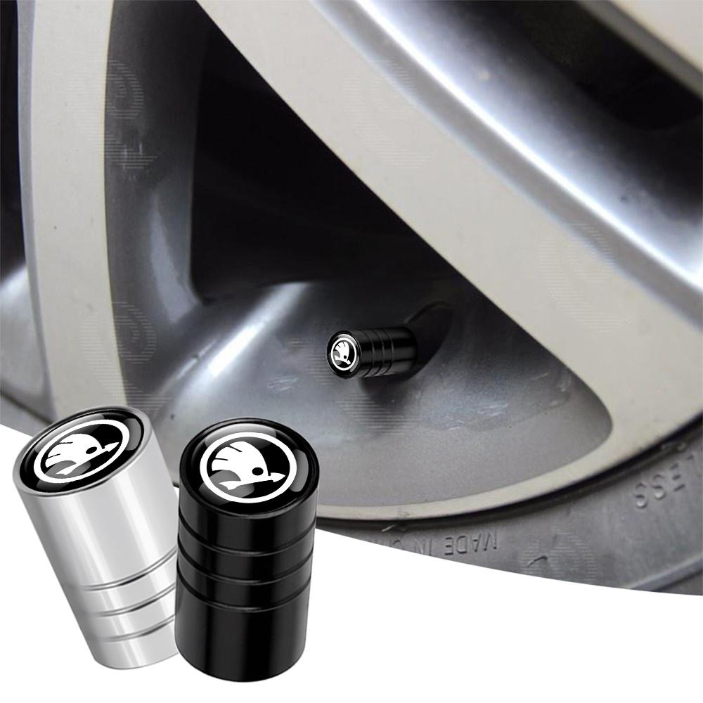 blcr1 4Pcs Car Wheel Tire Valve Stem Cap Auto Accessories For Skoda Kodiaq Octavia Enyaq Kamiq Scala Rapid Superb Karoq Vision RS Yeti