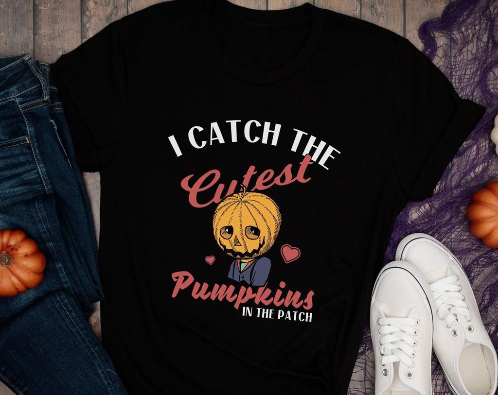 Halloween T-Shirt / I Catch The Cutest Pumpkins Halloween Spooky T-Shirt / Boo Boo Creepy Retro Shirt Vintage Style October Girl Birthday Tee