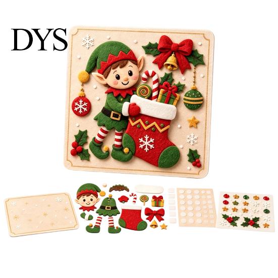 Creative DIY Handicraft Projects Christmas Magic Felt Sticker Art Kit for Kids, 3D Layered Santa & Tree Texture Handcraft Set Craft Set, No Mess Peel