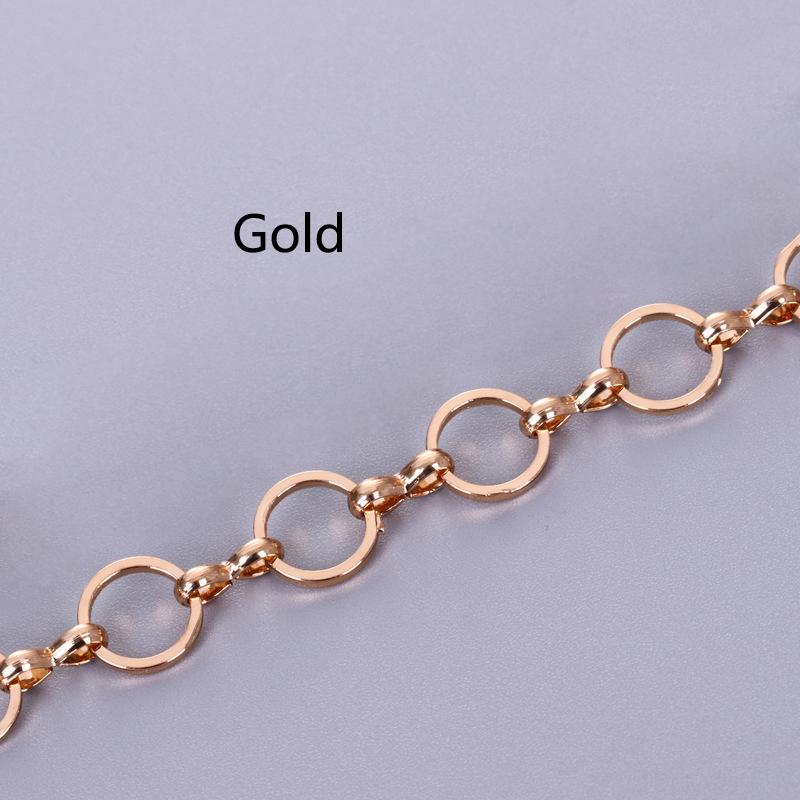 1 Meter 8mm Necklace Chain Silver Gold Copper Round Link Big Chains Bracelet Chain for Jewelry Making DIY Craft Wholesale