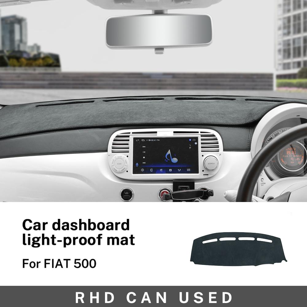 Flannel Dashmat For Fiat 500 2008-2025 Abarth 595 2012 2013 2014 2015 2016 2017 2018 2019 2020 2025-2025 Sunshade Mat Carpet Pad