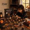 Highland Cow Collectibles Halloween Advent Calendar, 24 Days Countdown Box Mini Figurines with 24Pcs Figurines, Spooky Decorations Cute 3D Dolls