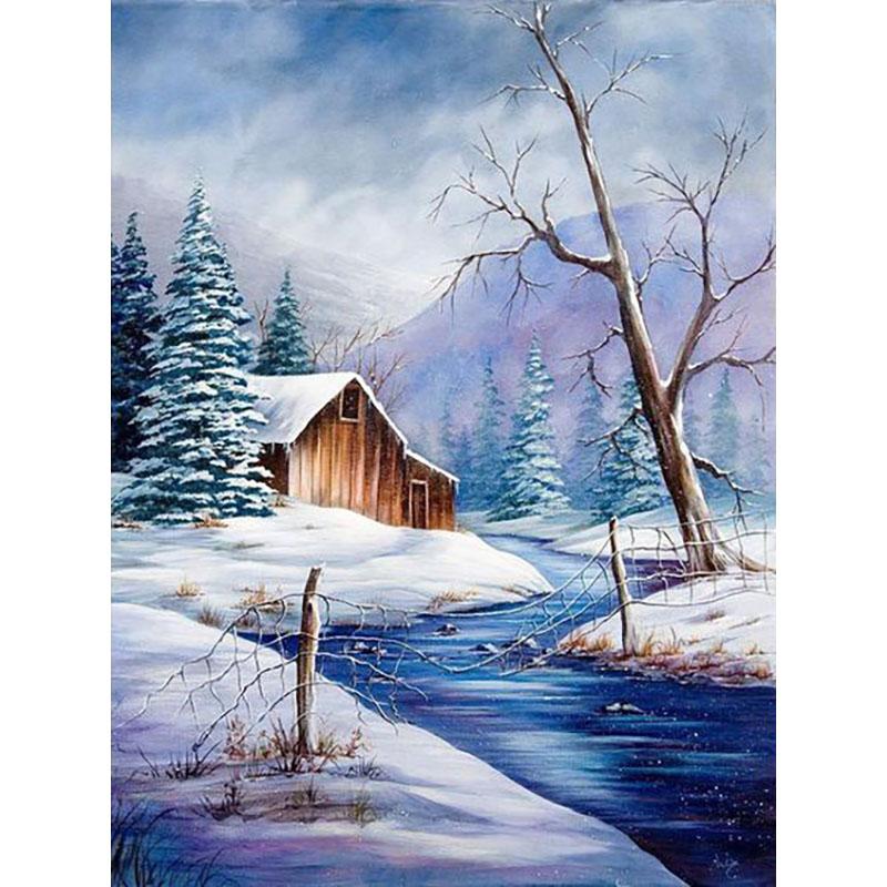 DIY Snow Scenic 5D Diamond Painting Full Round Drill Landscape Diamond Embroidery Cross Stitch Mosaic Kits Wall Art Home Decor