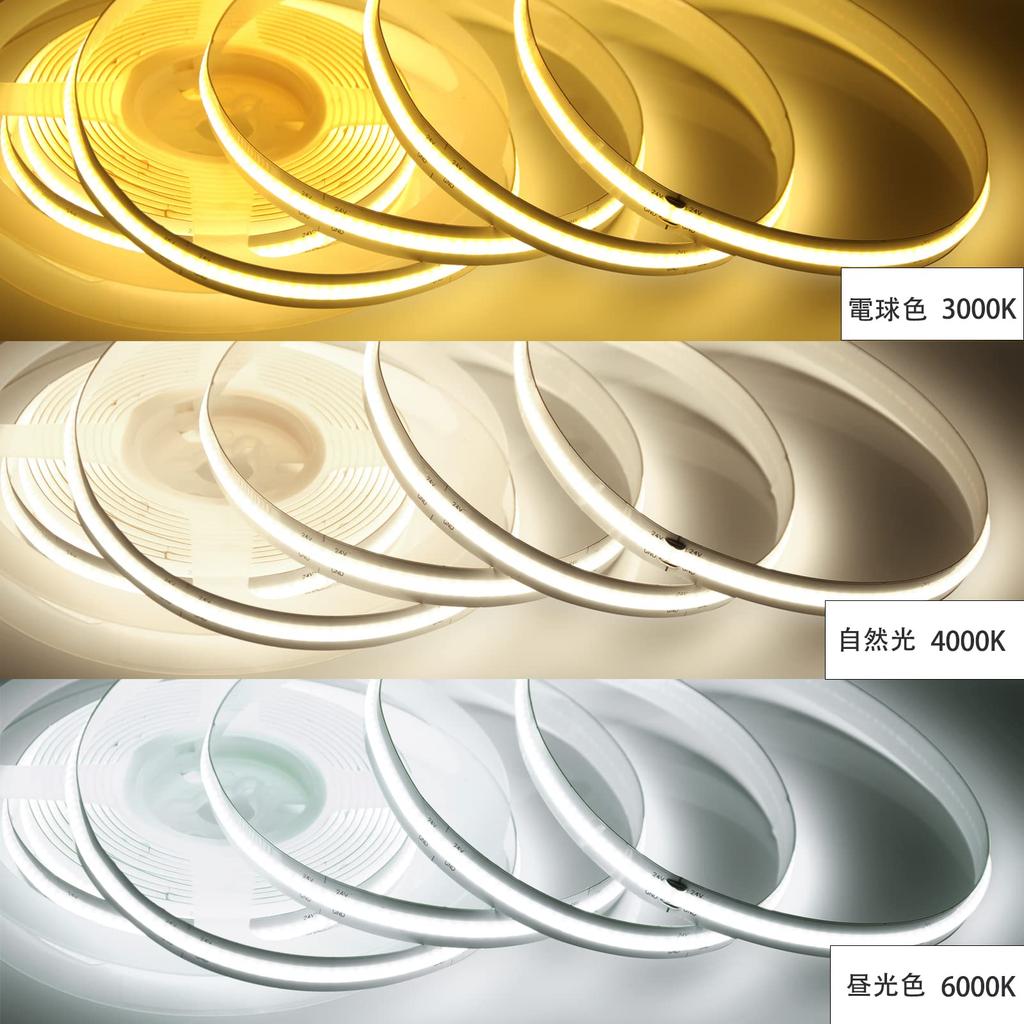 LEKE COB Flexible LED Strip Light, High Density, 3m, 320 LEDsm, Warm White (3000K), DC5V, 180°, CRI90, Double-Sided Tape, Deformable and Cuttable,