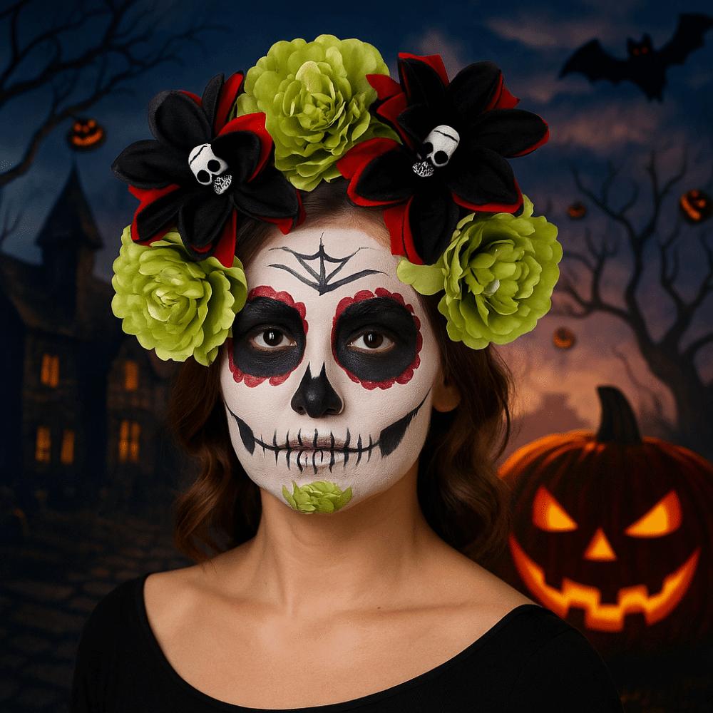 Exaggerated Halloween Hair Hoop Simulation Flower Gothic Flower Hairband  Cosplay