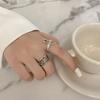 Elegant Korean Style Hollow Design Double Layer Ring Adjustable Jewelry For Women