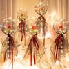 LED light rose bouquet transparent wave balloon, suitable for weddings, anniversaries, birthdays, Valentine's Day, bridal shower