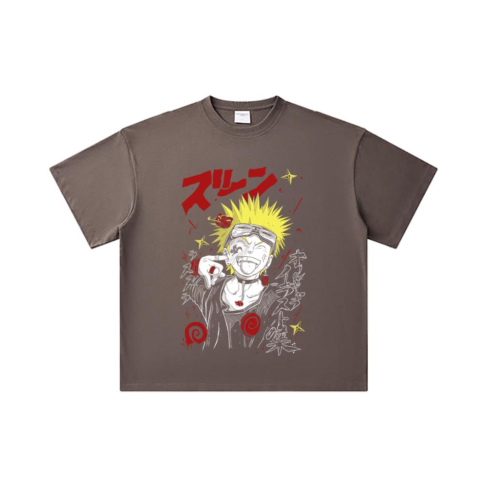 260 GSM Double Yarn 32 Count 100% Cotton Naruto V17 Print Unisex Heavy Cotton T Shirt