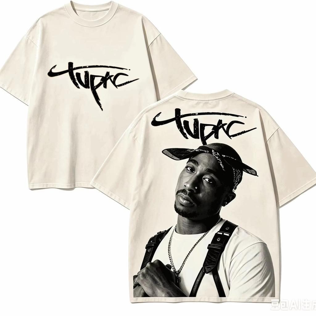 Hot Rapper Tupac Shakur Graphics Print T-shirt Men Women Hip Hop Streetwear T-shirt Casual Loose Short Sleeve Crew Neck Summer Tops