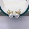 Pearl Set: Freshwater Pearl Pendant, Bow Stud Earrings, and Ring for Women