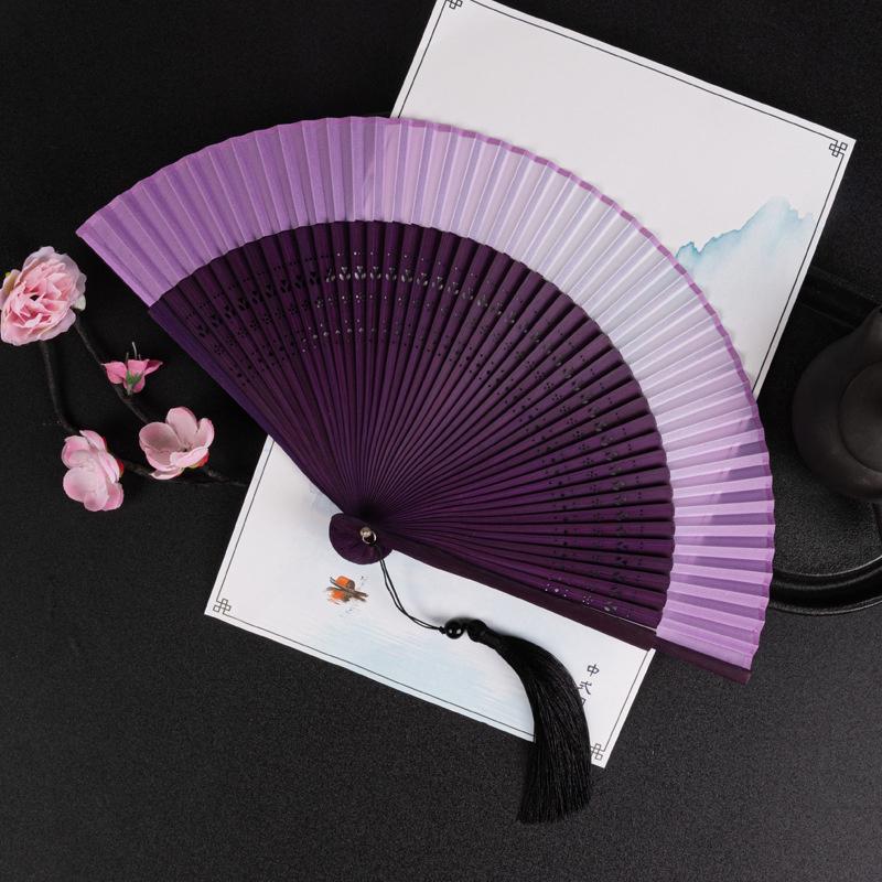 Carved Bamboo Folding Fan Vintage Chinese Style Hollow Fan Wedding Hand Fan Fragrant Party Prop Decor Gift Home Decoration