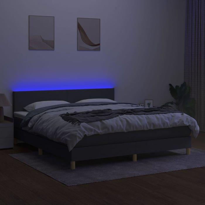 Maison Exclusive - Sommier à lattes de lit et matelas et LED Gris foncé 160x200 cm