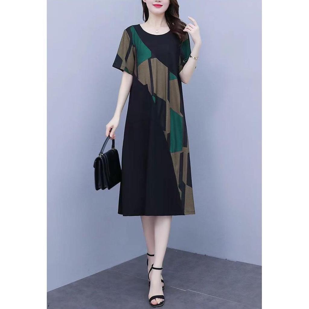 Retro Summer Plus Size Short Sleeve Midi Dress for Women