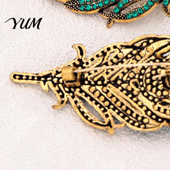 Retro Feather Jewelry Vintage Peacock Brooch, Faux Pearl Rhinstone Lapel Alloy Pin Pin, Clothing Accessories for Wedding Party Prom Metal