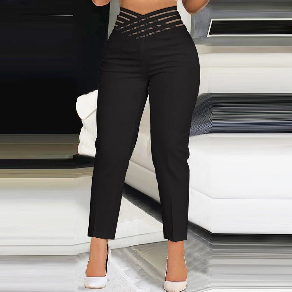 Women's Elastic Waistband High Waist Loose Fashion Casual Wide Leg Trousers