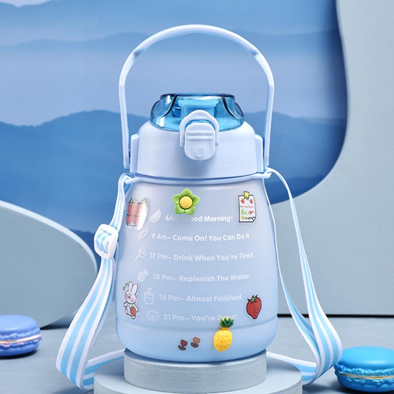 Roomy Dual-Drink Dual-Use Plastic Cup Summer Male and Female Lightweight To Carry Creative Straw Cup Student with Rope Handle Big Belly Cup