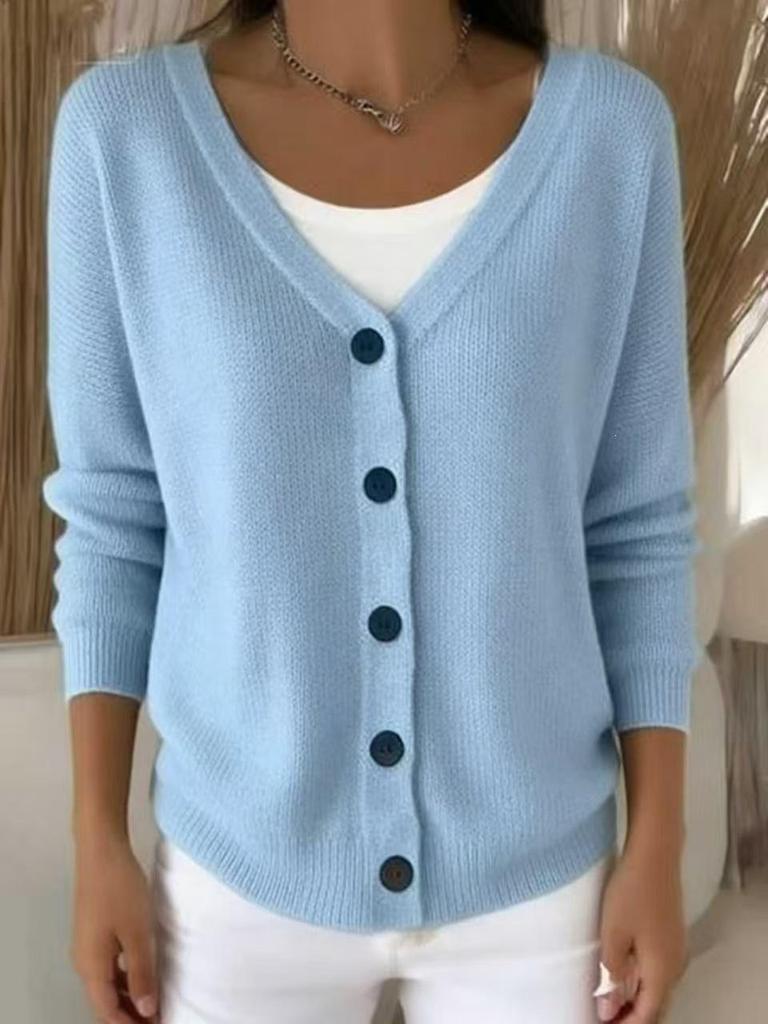European & American Style Autumn/Winter Women's Solid Color Knit Cardigan Sweater Coat