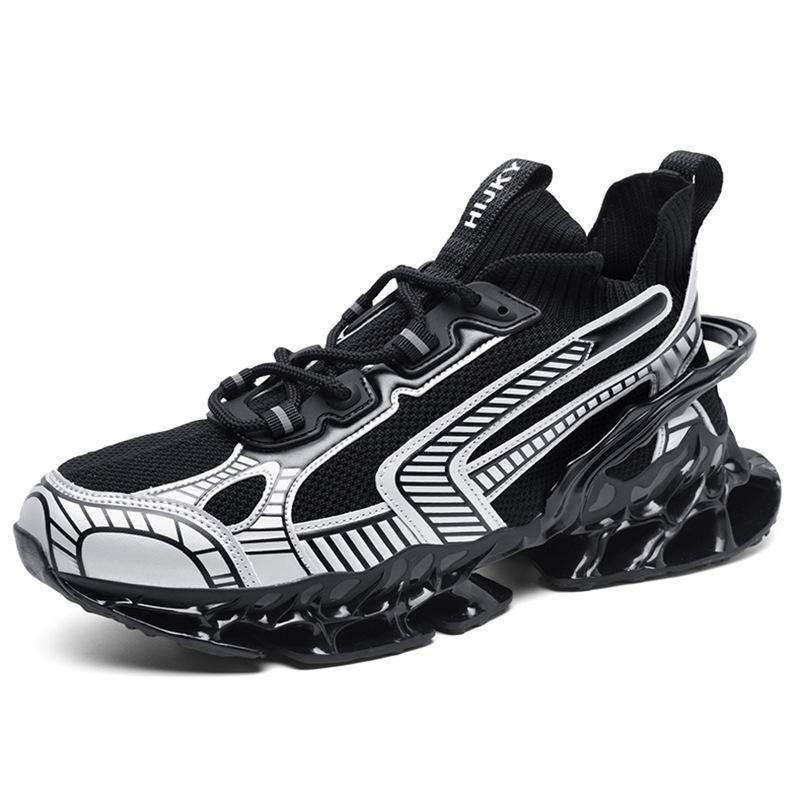 New Large Size Blade Men's Shoes Fashion Color Matching Flying Weaving Breathable Casual Slow Shock Running