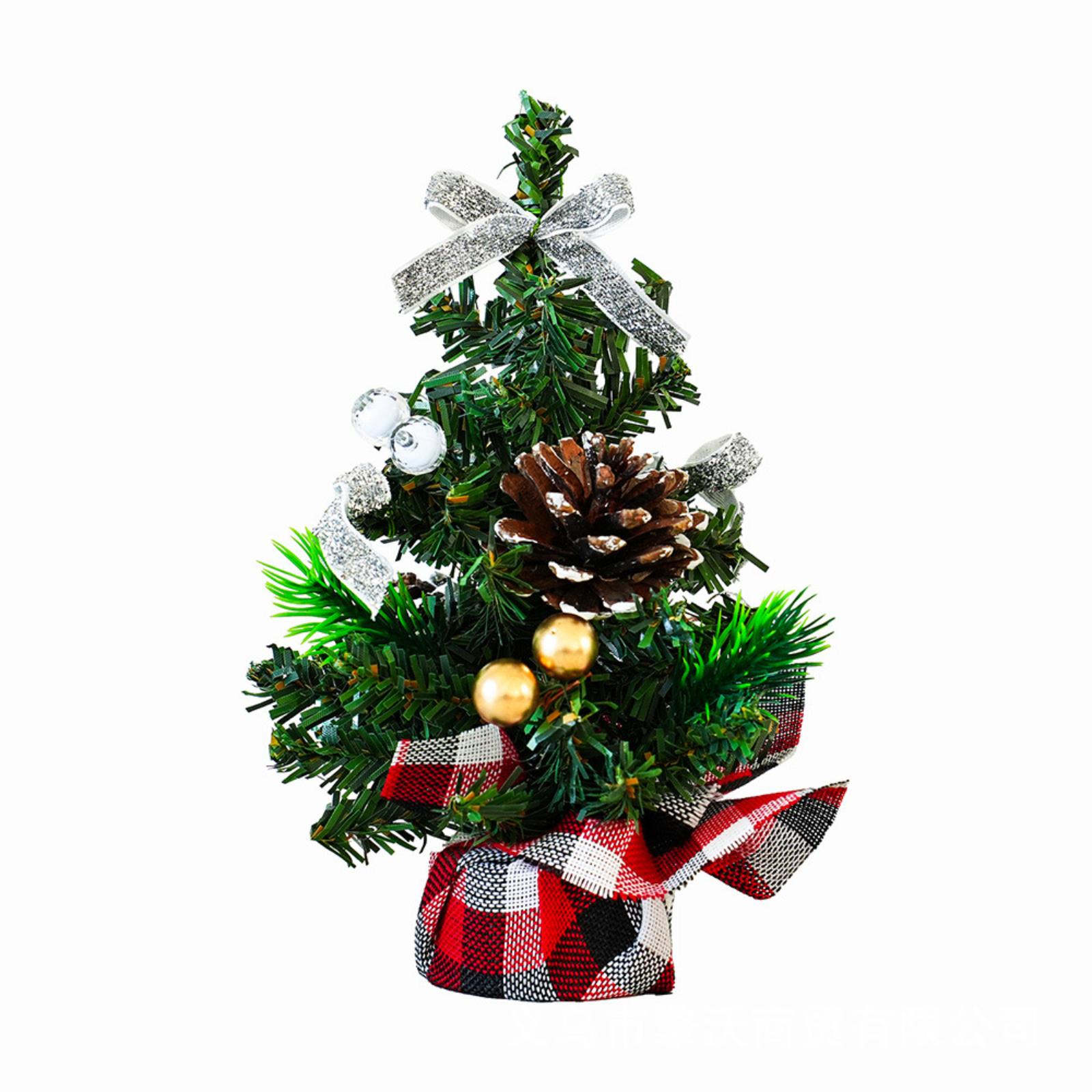

20CM Bottom Covered Desktop Christmas Tree Red And Black Checkered Scottish Indoor Christmas Bow Decoration One Size серебряный