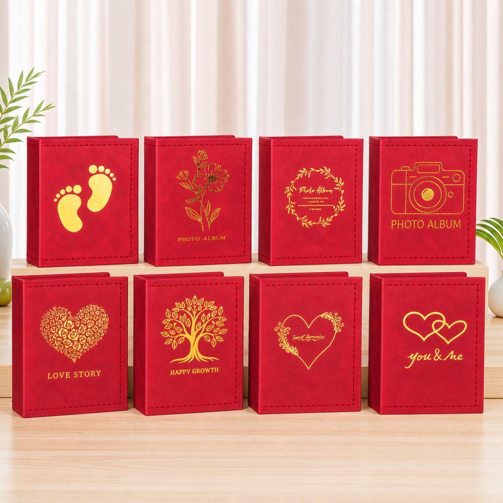 6 Inch 100 Pockets Photo Album Gold Stamped Insert Pocket Design Photo Storage Album Leather Surface Laminated Compatible