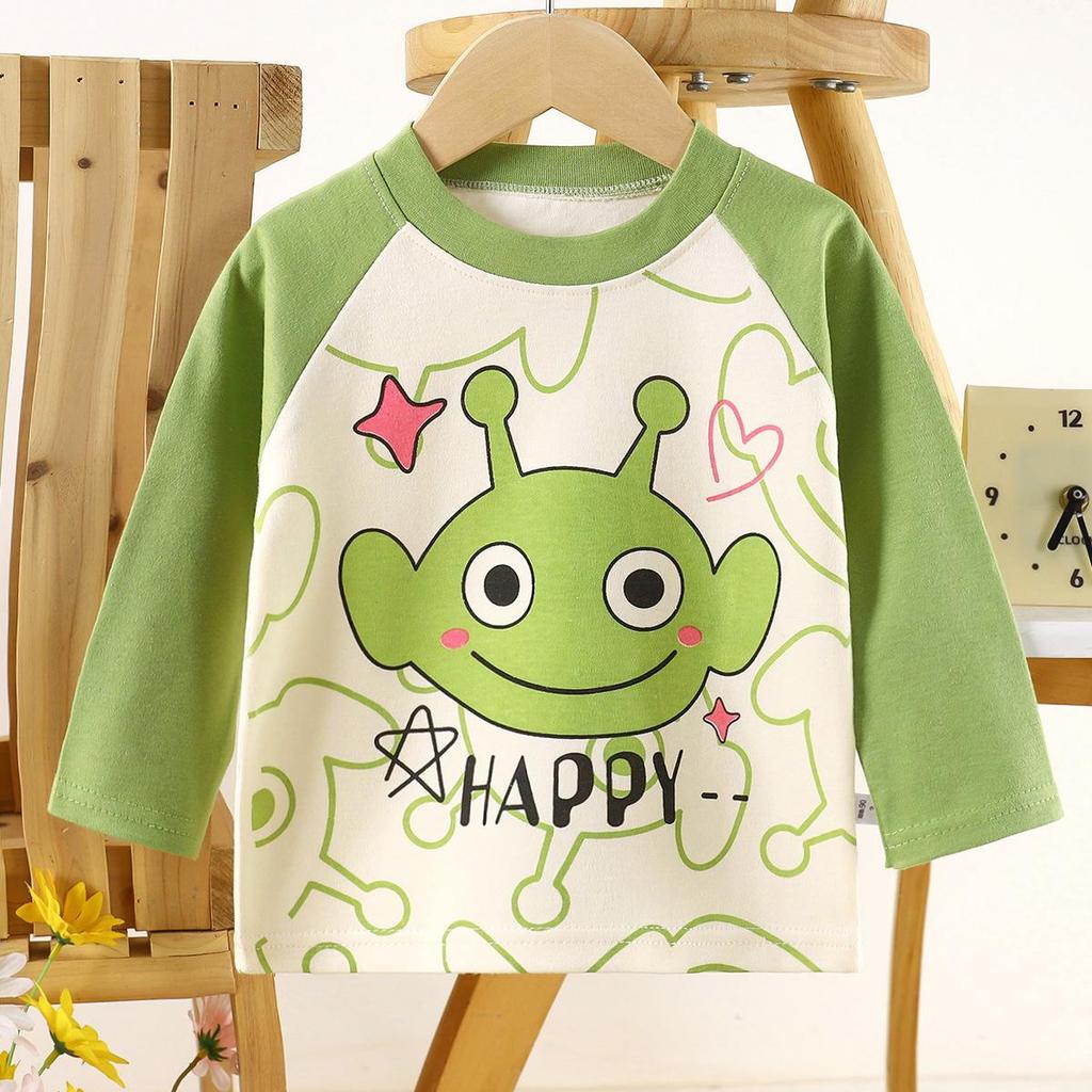 2026 Summer Children O-Neck Long Sleeve T-Shirt Kids Spring Cartoon Cotton Top for Girl Boy